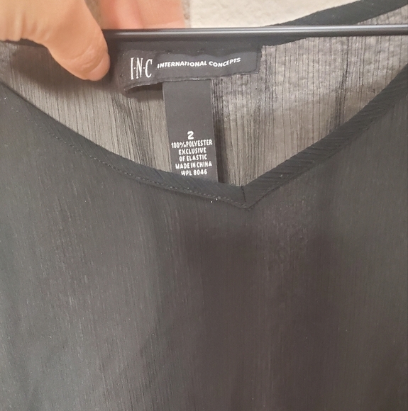 Black Sheer Dress with White Lace Accents - Picture 3 of 3